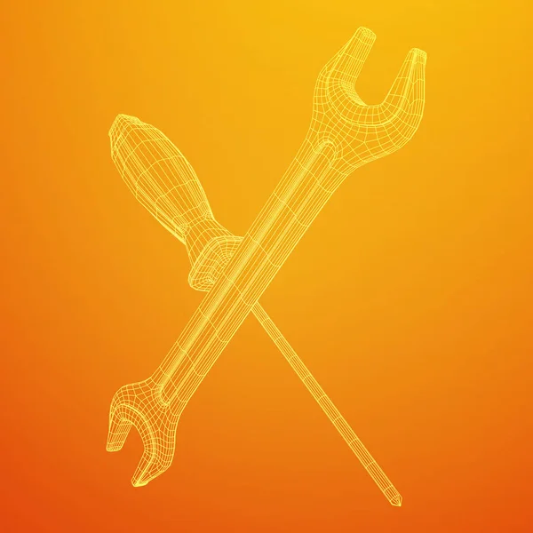 Llave y destornillador. Herramienta de reparación Spanner . — Vector de stock