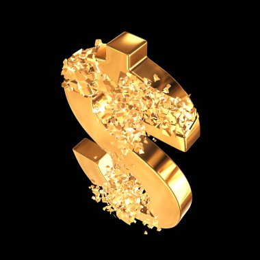 Kırık altın dolar işareti 3d