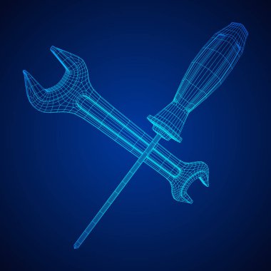 İngiliz anahtarı ve tornavida. Somun anahtarı onarım aracı.