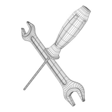 İngiliz anahtarı ve tornavida. Somun anahtarı onarım aracı.