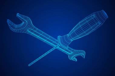 İngiliz anahtarı ve tornavida. Somun anahtarı onarım aracı.