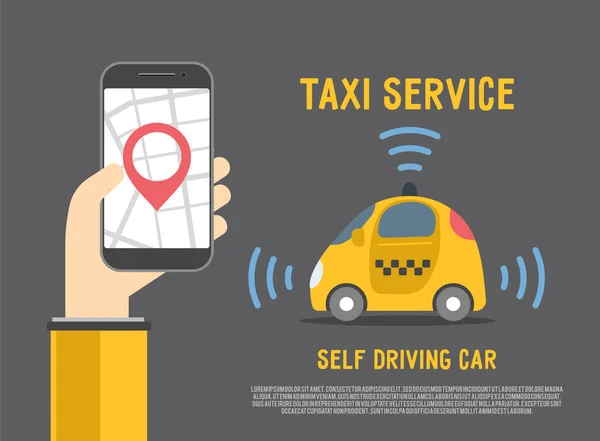 Auto-conducción de taxi vector de servicio — Archivo Imágenes Vectoriales