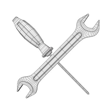 İngiliz anahtarı ve tornavida. Somun anahtarı onarım aracı.