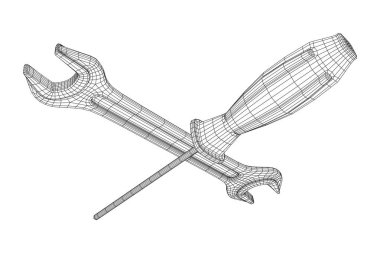 Wrench and screwdriver. Spanner repair tool. clipart