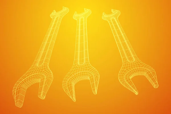 Llave. Herramienta de reparación Spanner . — Vector de stock