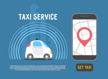 Kendi kendine sürüş araba taksi hizmeti vektör