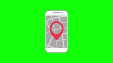 Geo PIN etiket smartphone ekran üzerinde. Hareket eden telefon ile harita ekran üzerinde. GPS, hedef harita navigasyon konum yol yön ve işaretçi işaretçi simgesi kavramı. Elde edilebilir içinde 4 k Fullhd ve Hd video görüntüleri
