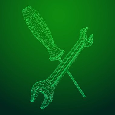 İngiliz anahtarı ve tornavida. Somun anahtarı onarım aracı.