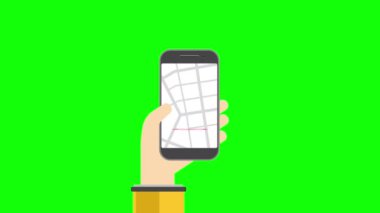 Geo PIN etiketi el ile smartphone ekranda. Hareket eden telefon ile harita ekran üzerinde. GPS, hedef harita navigasyon konum yol yön simgesi kavramı. Elde edilebilir içinde 4 k Fullhd ve Hd video görüntüleri