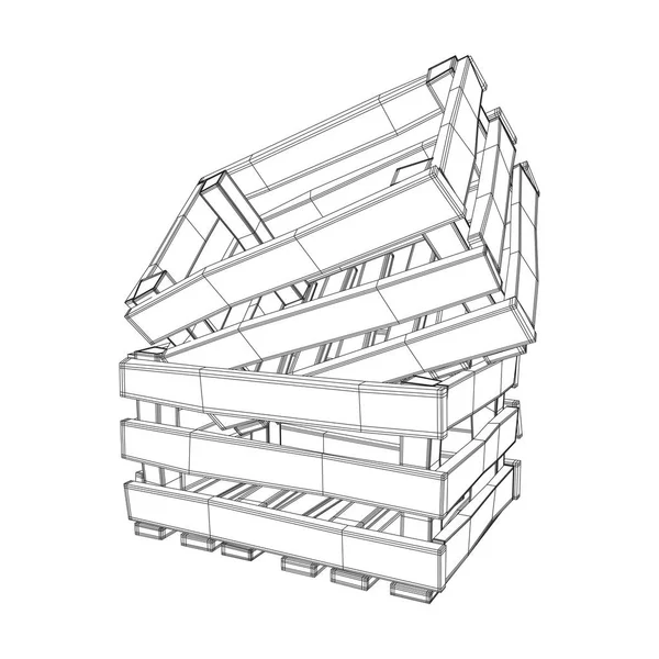 Caja de madera para transporte y almacenamiento — Vector de stock