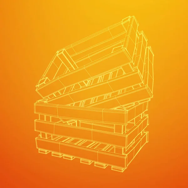Scatola di legno per trasporto e stoccaggio — Vettoriale Stock