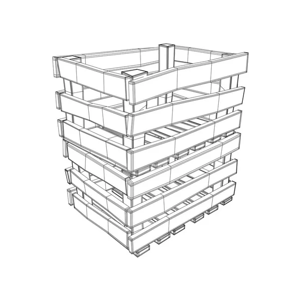 Caixa de madeira para transporte e armazenamento — Vetor de Stock