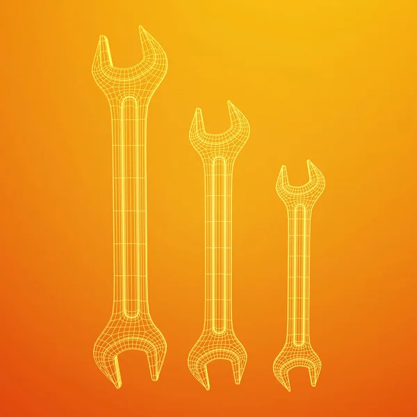 Moersleutel. Reparatieset voor spanner. — Stockvector