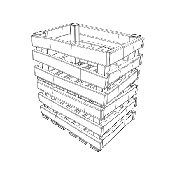 Caja de madera para transporte y almacenamiento — Archivo Imágenes Vectoriales