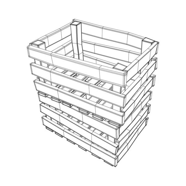 Scatola di legno per trasporto e stoccaggio — Vettoriale Stock