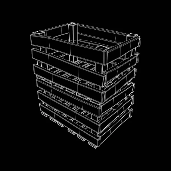 Caixa de madeira para transporte e armazenamento — Vetor de Stock
