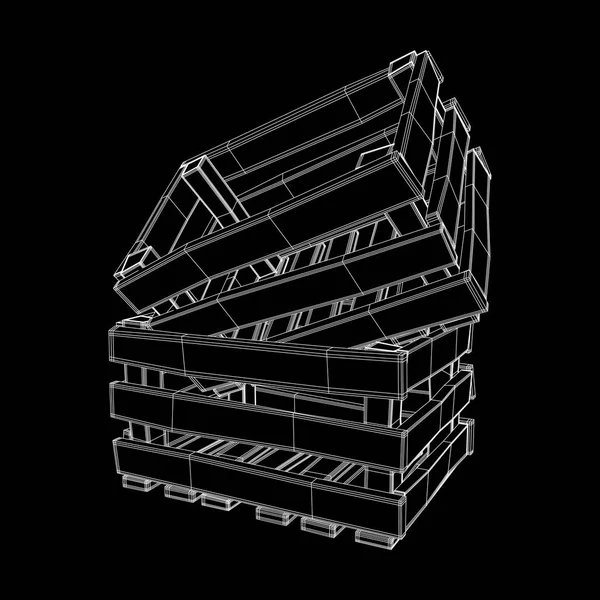 Scatola di legno per trasporto e stoccaggio — Vettoriale Stock