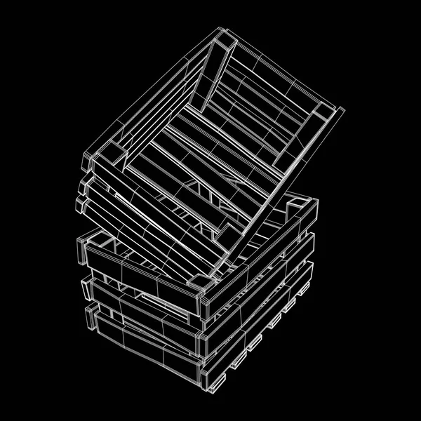 Dřevěný box pro přepravu a skladování — Stockový vektor