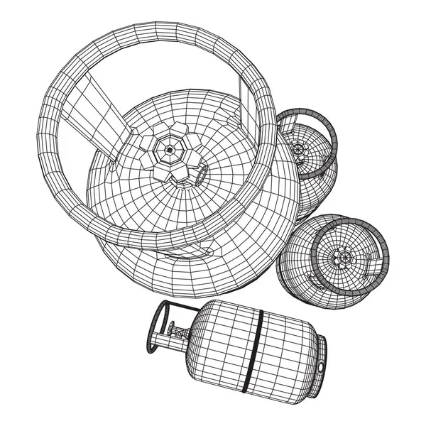 Estructura de alambre del tanque de gas inflamable — Vector de stock