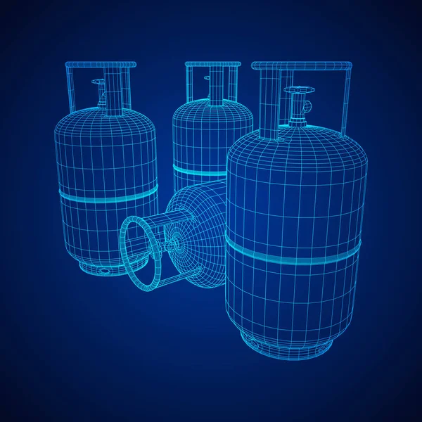 Flammable gas tank wireframe — Stock Vector