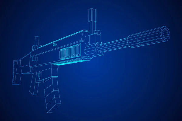 Asalto rifle de fuego automático — Vector de stock