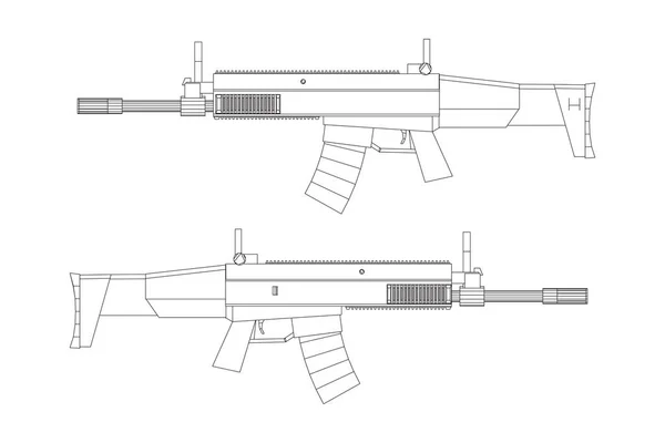 Asalto rifle de fuego automático — Vector de stock