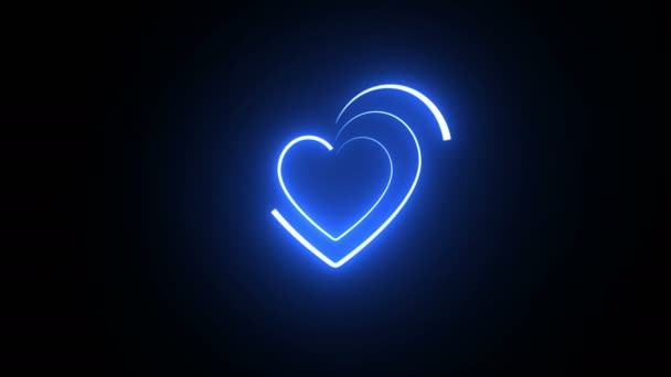 Luminoso cuore segno al neon . — Video Stock