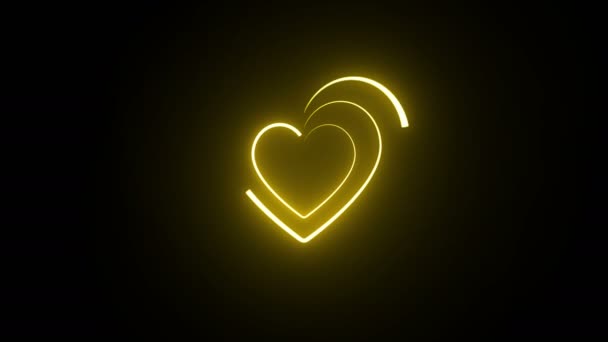 Lumineux néon signe coeur . — Video