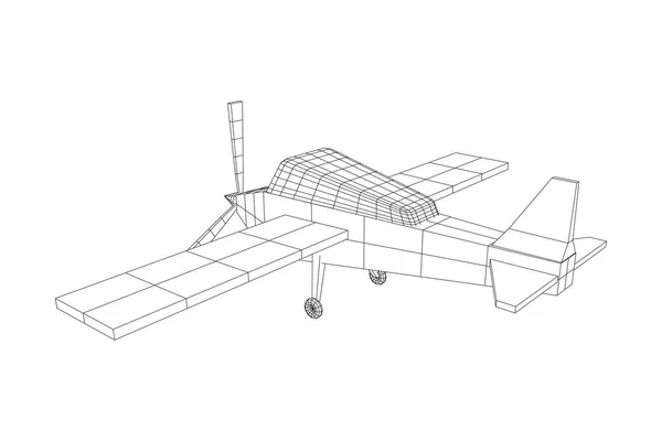 Sík absztrakt sokszögű drótváz repülőgép. — Stock Vector