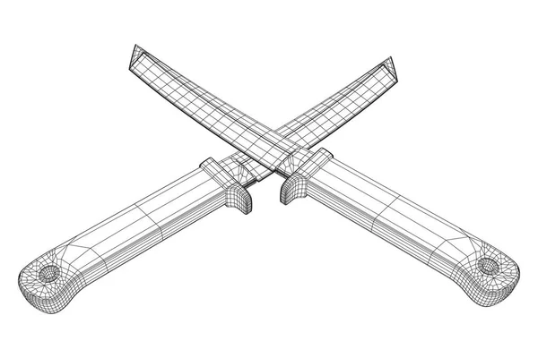 Cuchillo táctico de hoja fija — Vector de stock