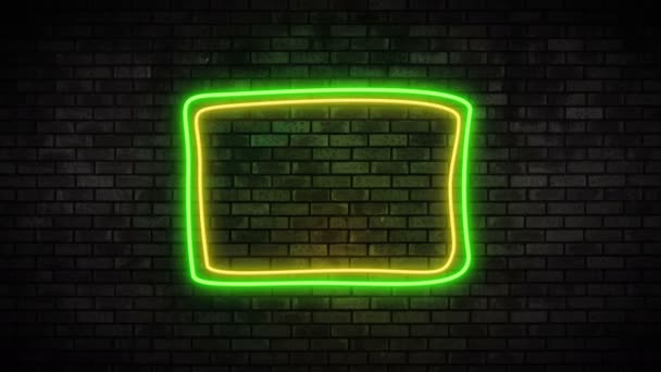 Neon Frame Light di Brick Wall — Stok Video