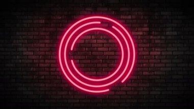 Tuğla duvar üzerine Neon çerçeve ışık