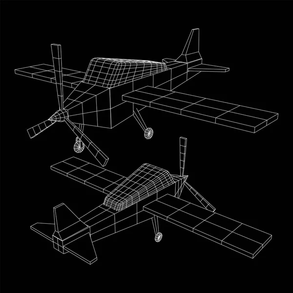 Flugzeug abstraktes polygonales Drahtgestell Flugzeug. — Stockvektor
