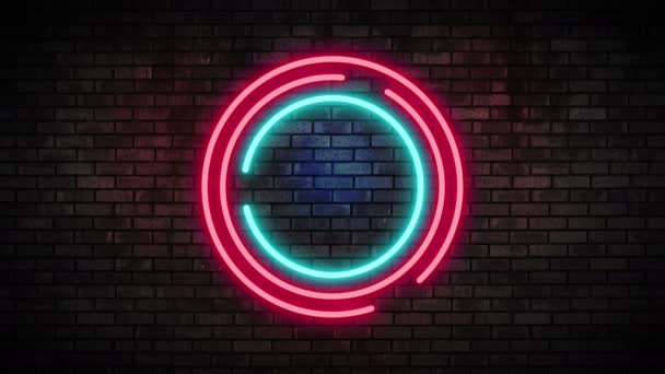 Neon Frame Light on Brick Wall — Stock Video