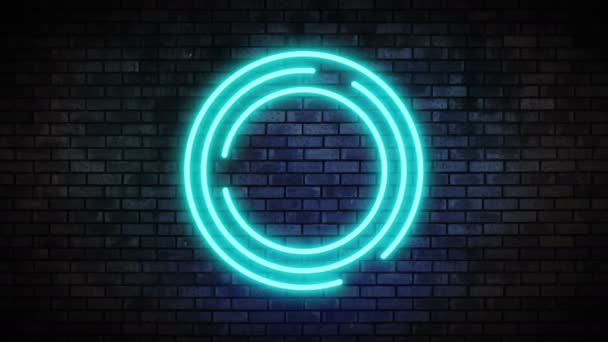 Tuğla duvar üzerine Neon çerçeve ışık — Stok video