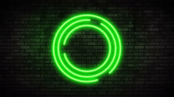 Neon Frame Light on Brick Wall — Stock Video