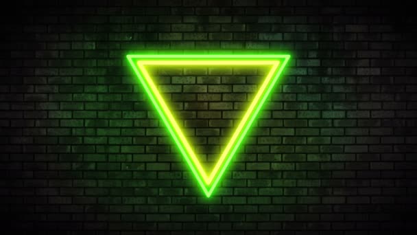 Luz de quadro de néon na parede de tijolo — Vídeo de Stock