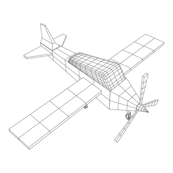 Flugzeug abstraktes polygonales Drahtgestell Flugzeug. — Stockvektor