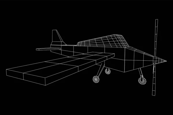 Flugzeug abstraktes polygonales Drahtgestell Flugzeug. — Stockvektor