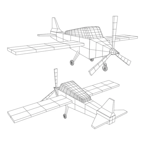 Flugzeug abstraktes polygonales Drahtgestell Flugzeug. — Stockvektor
