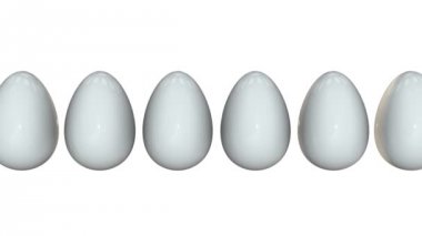 altın yumurta beyaz yumurta üst üste. 3D.