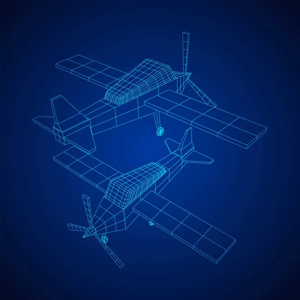 Avión avión poligonal abstracto del wireframe . — Vector de stock