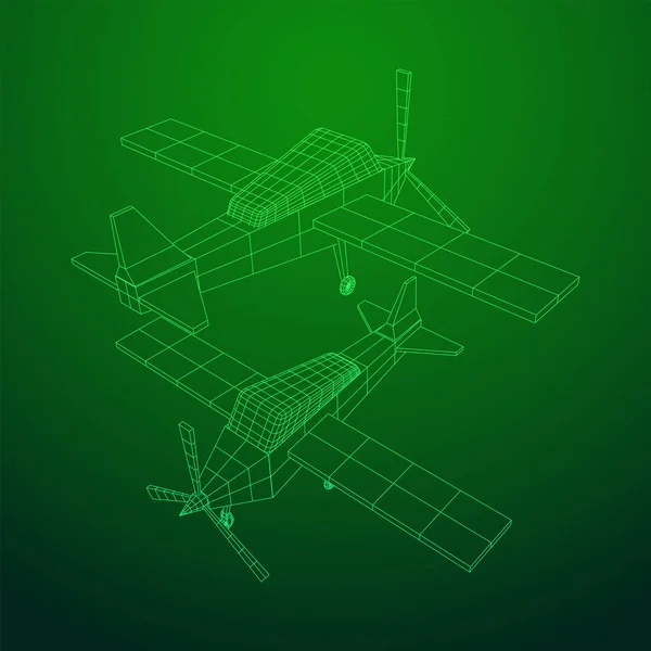 Avião abstrato poligonal wireframe avião . — Vetor de Stock