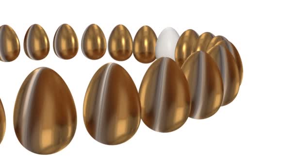 一排排的金蛋都是白蛋. 3d. — 图库视频影像