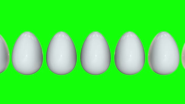 Ovo de ouro em uma fileira dos ovos brancos. 3D . — Vídeo de Stock