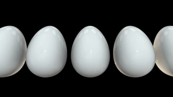 Goldenes Ei in einer Reihe der weißen Eier. 3d. — Stockvideo