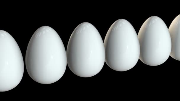 在一排的白色的卵的金蛋。3d. — 图库视频影像