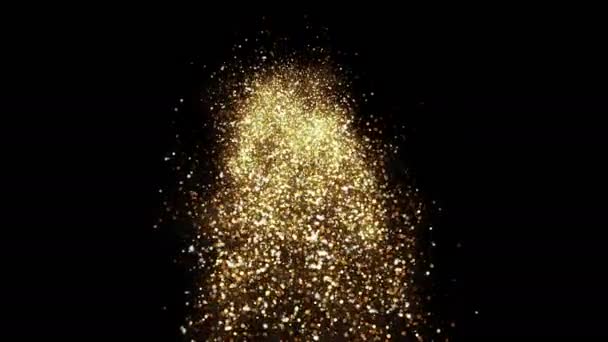 Céu Dourado. Partículas de onda fumegante de poeira estelar abstrata . — Vídeo de Stock