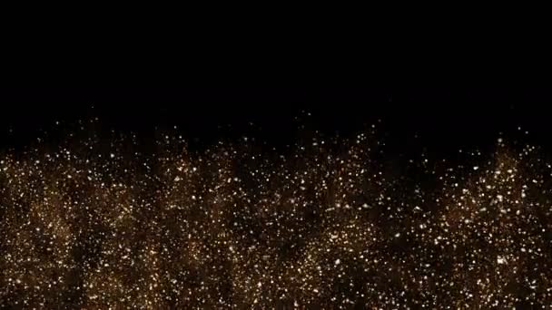 Cielo de Oro. Partículas de onda ahumada de polvo de estrellas abstracto . — Vídeo de stock