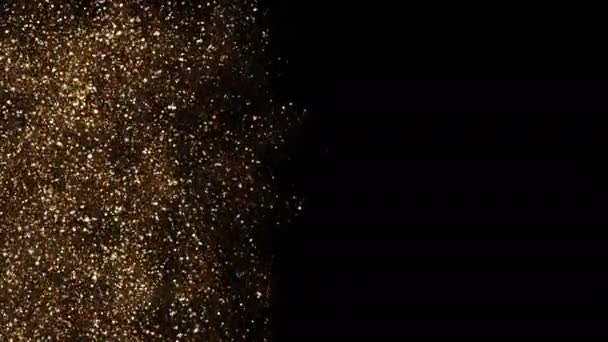 Céu Dourado. Partículas de onda fumegante de poeira estelar abstrata . — Vídeo de Stock